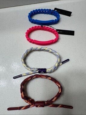 Marc Jacobs Silicone and Braided Bracelet Set, new. Rastaclat Bracelet Set nwot.